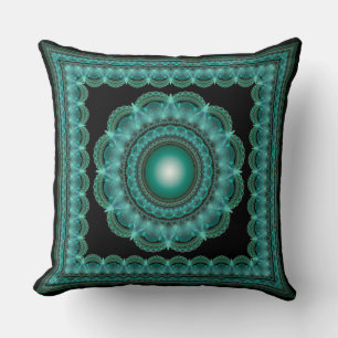 Coussin Mandala encadré lumineux fractal
