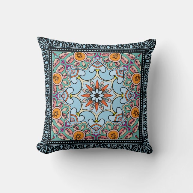 Coussin Mandala ethnique tribale sans couture motif (Recto)