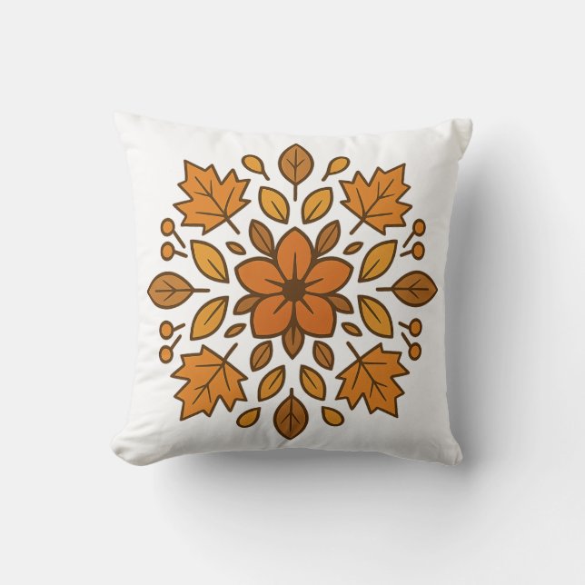 Coussin Mandala fleur d'automne (Recto)