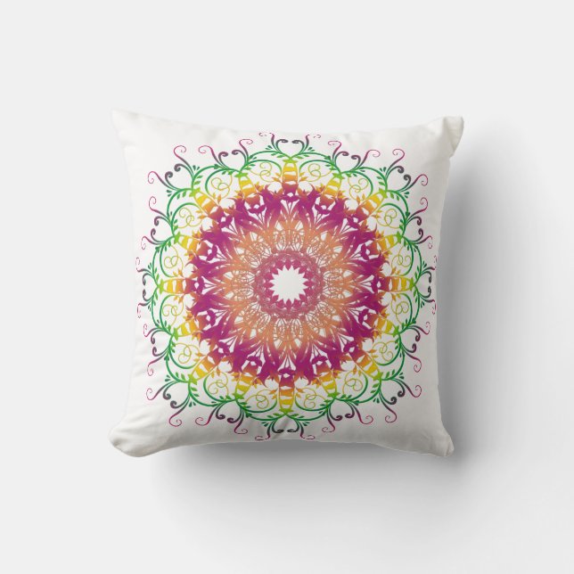 Coussin Mandala. floral ethnique (Recto)