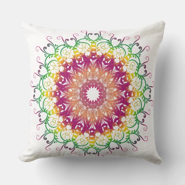 Coussin Mandala. floral ethnique (Recto)