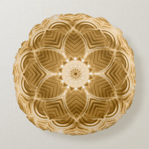 Coussin Mandala Floral Or