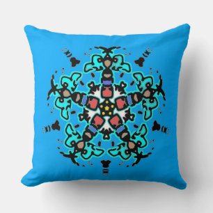 Coussin Mandala Floral Turquoise Sans Couture