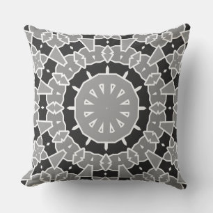 Coussin Mandala géométrique noir et blanc, calme et audaci