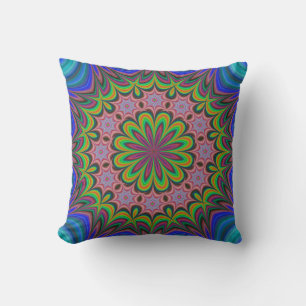 Coussin Mandala Géométrique Rosette Rétro Hippie