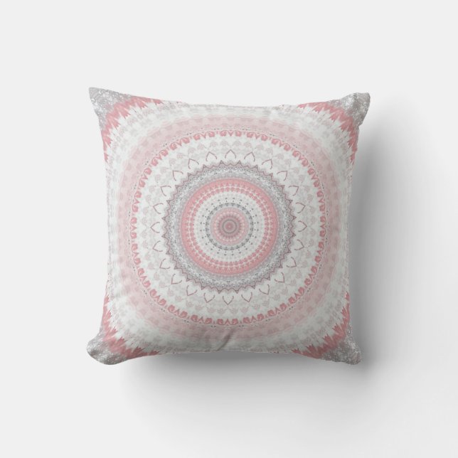 Coussin Mandala gris rose (Recto)