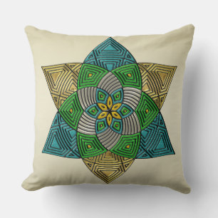 Coussin Mandala inspiré par le style Peacock Art Déco