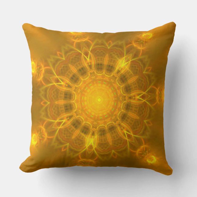 Coussin Mandala Lace Lines Arrière - plan jaune doux et ch (Recto)