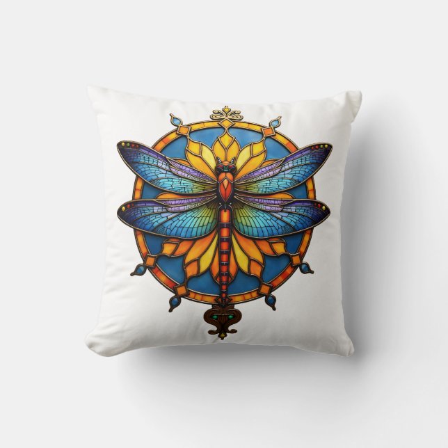 Coussin Mandala Libellule Lumineuse Géométrie Sacrée Spiri (Recto)