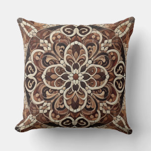 Coussin Mandala Motif aux tons terre : Harmonie de la natu