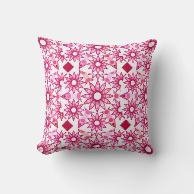 Coussin Mandala motif dans les tons roses, marron (Recto)