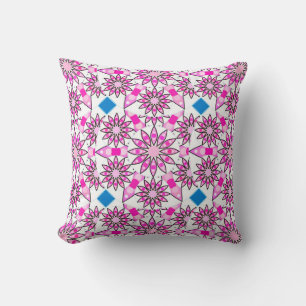 Coussin Mandala motif, rose, rose vif,