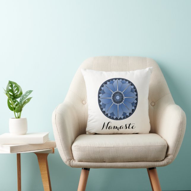 Coussin Mandala Namaste bleu spirituel tendance (Chaise)