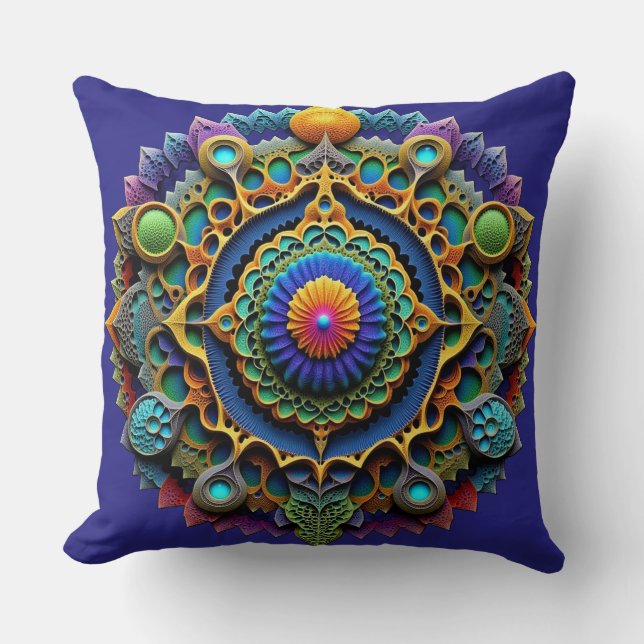 Coussin Mandala Orné  Décoration Bohème (Recto)
