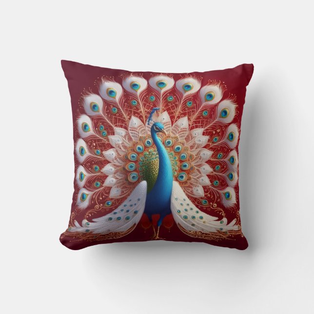 Coussin Mandala Paon Royal (Recto)