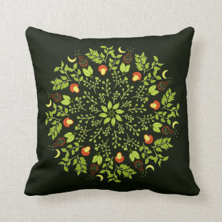 Coussin Mandala plante feuille de champignons potion de so