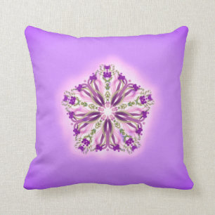 Coussin Mandala pourpre de ruban d'étoile de lavande et de