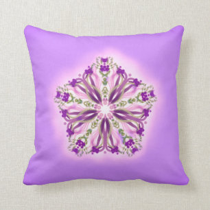 Coussin Mandala pourpre de ruban d'étoile de lavande et de