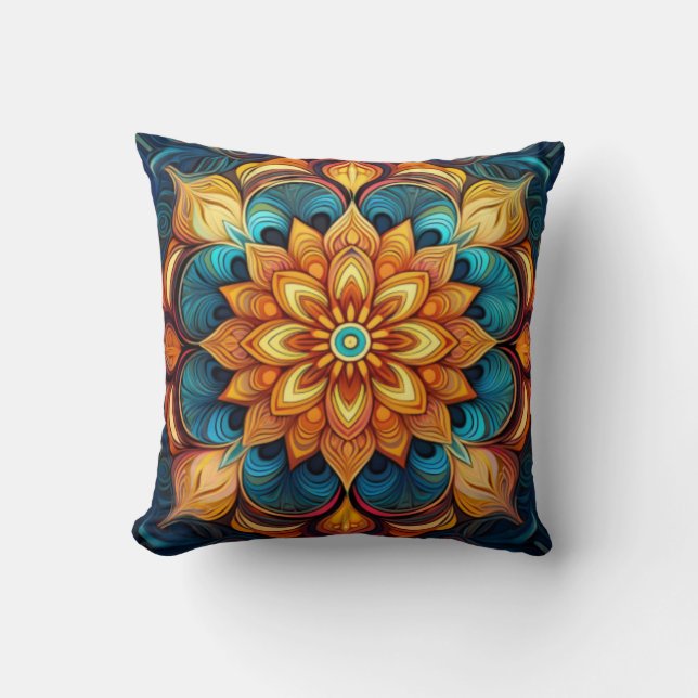 Coussin Mandala radiant avec des Motifs d'inspiration flor (Recto)