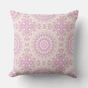 Coussin Mandala Rose Tendre avec Motifs de Cœur et de Péta