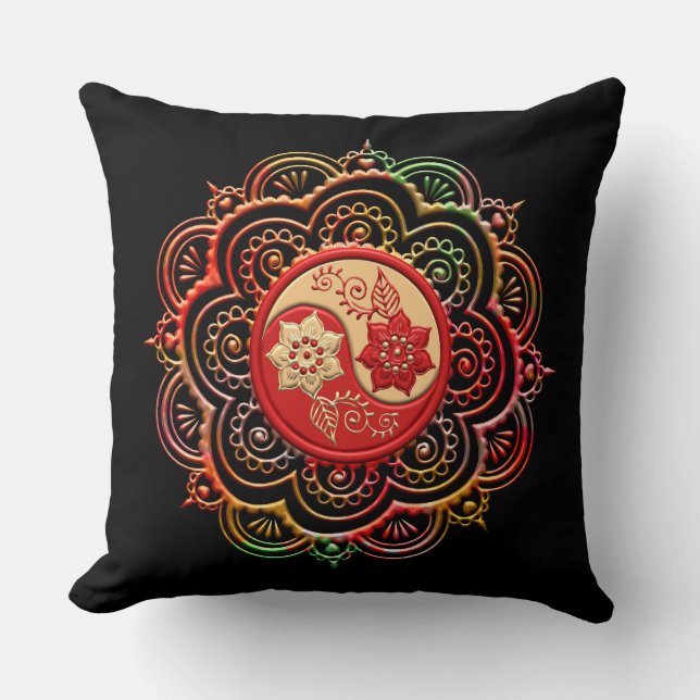 Coussin Mandala Rouge et Or (Recto)