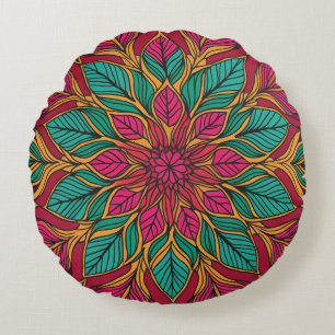 Coussin Mandala Rouge et Vert Bohème