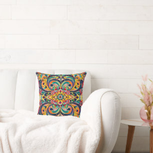 Coussin Mandala Symphonie des couleurs – Floral psychédéli