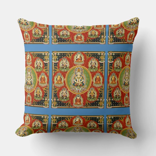 Coussin Mandala Tantric tibétain vintage de bouddhisme (Recto)