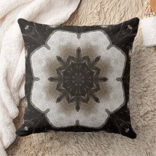 Coussin Mandala Texturé Marron et Crème Tourbillonnant