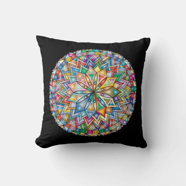 Coussin Mandala très Cool et coloré (Recto)