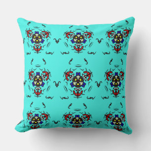 Coussin Mandala Tribal Turquoise