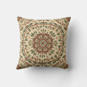 Coussin Mandala vintage Noël des années 1940 avec houx et