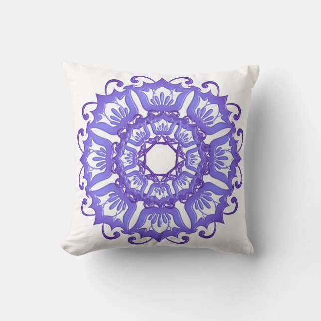Coussin Mandala. violet floral (Recto)
