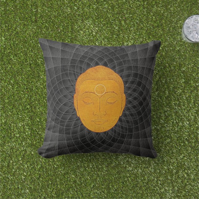 Coussin Mandala Zen Bouddha Doré (Herbe)