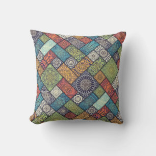 Coussin Mandalas carré rectangles de couleurs muettes moti