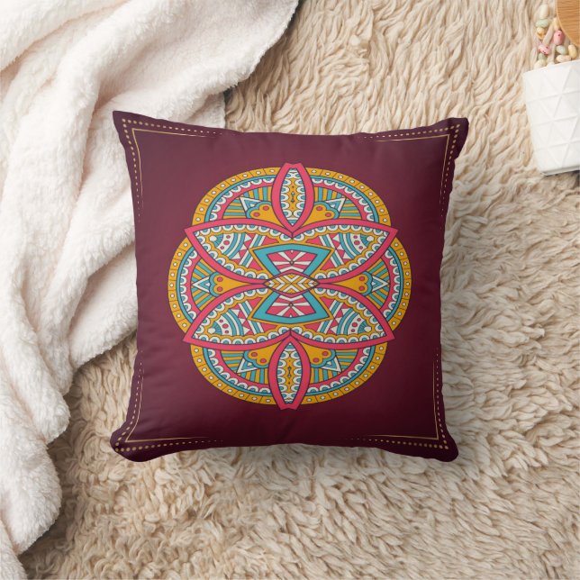 Coussin Mandalas en motifs mixtes Maroon (Couverture)