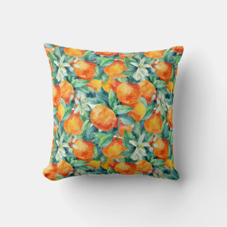 Coussin Mandarine Orange : Aquarelle Retro Illustration