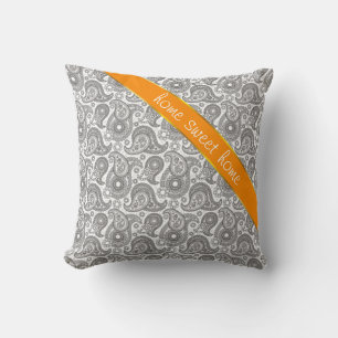 Coussin Mandarine Paisley noir