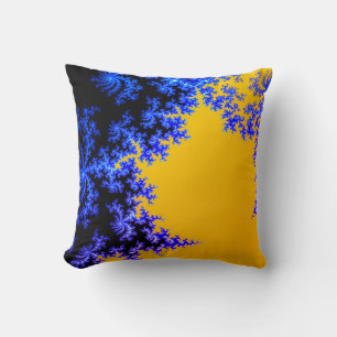 Coussin Mandelbrot Fractal Gold Blue Two
