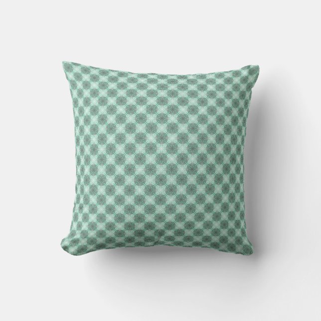Coussin Mandella pois gris, blanc et vert menthe (Recto)