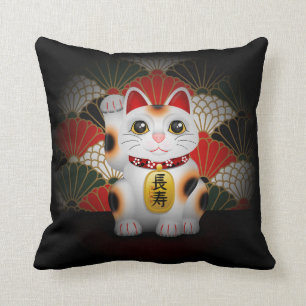 Coussin Maneki en céramique blanc Neko