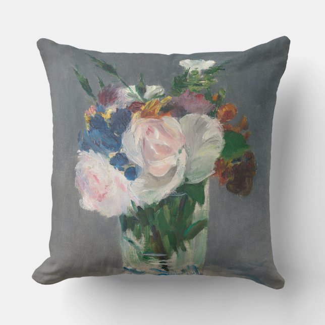 Coussin Manet | fleurit dans un vase en cristal, c.1882 (Recto)
