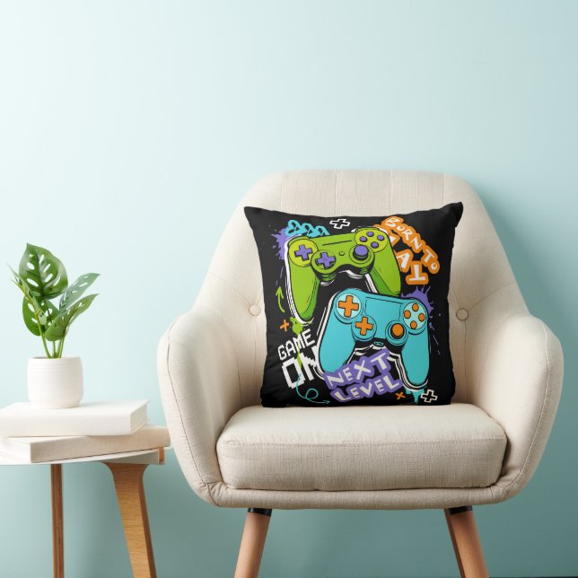 Coussin Manettes de jeu Graffiti  Gaming Né pour jouer  (Chaise)