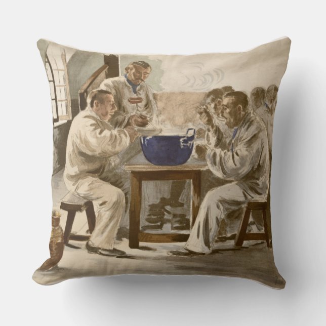 Coussin Mangeant de la soupe aux casernes, de 'L'Estampe (Recto)