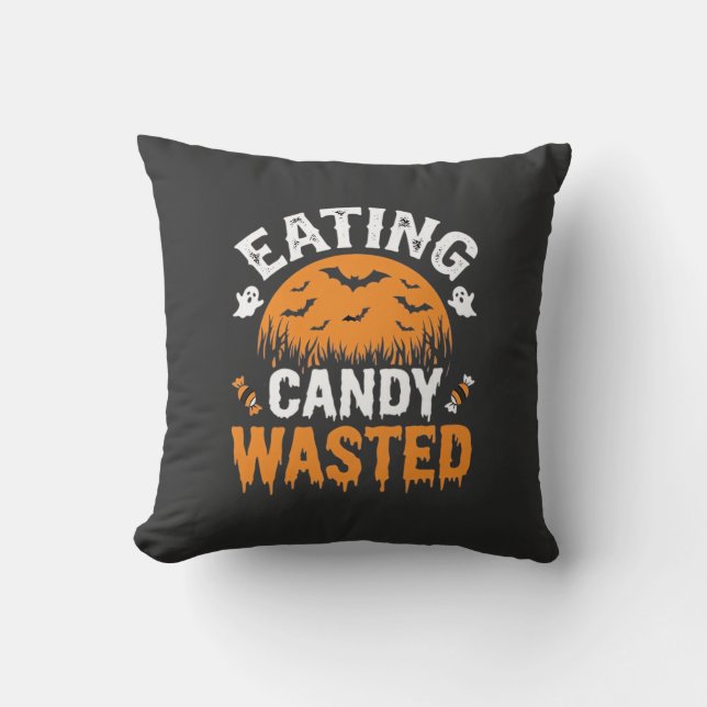 Coussin Manger des bonbons gâché Halloween Design_1 (Recto)