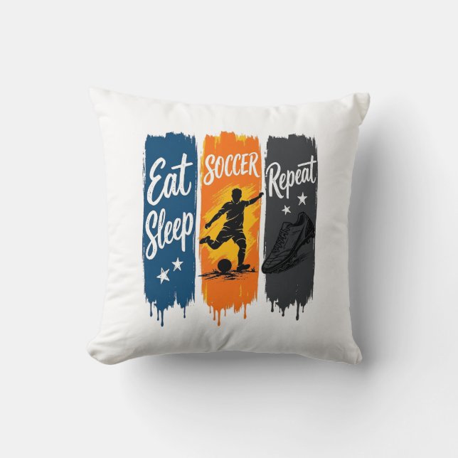 Coussin Manger Dormir Football Répéter Conception de Maill (Recto)