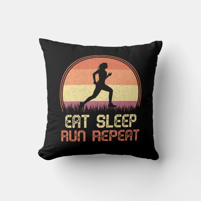 Coussin Manger Sleep Run Répéter Marathon de l'athlète rét (Recto)