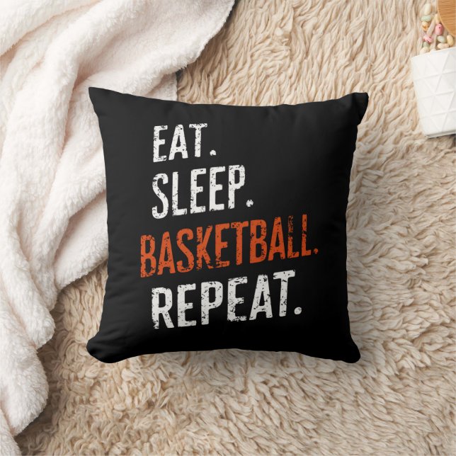 Coussin Manger Sommeil Basket-ball Répéter Rétro Vintage (Couverture)