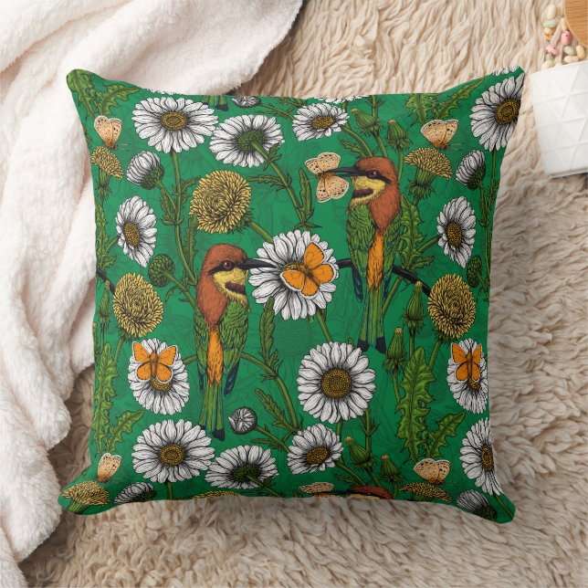 Coussin Mangeurs d'abeilles sur une prairie printanière (Couverture)
