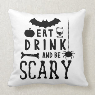 Coussin mangez la boisson et soyez Halloween effrayant